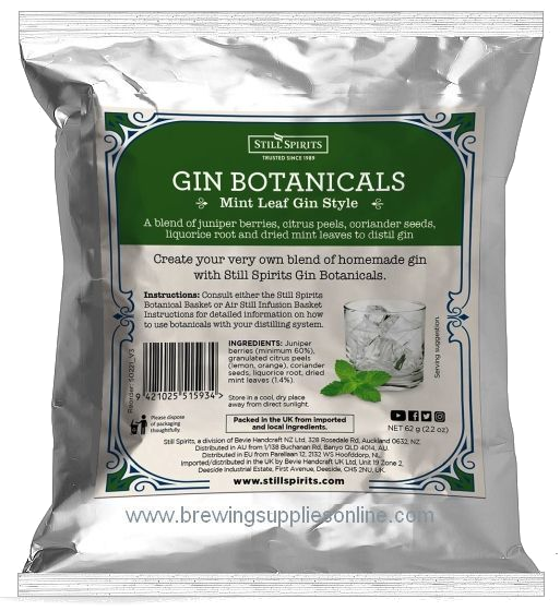 Brewing Supplies Online Still Spirits Mint Leaf Gin Botanicals