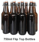 750ml Amber Flip Top Bottles x 12